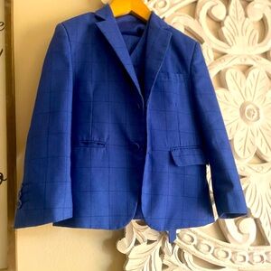 Blue plaid suit 3 piece set